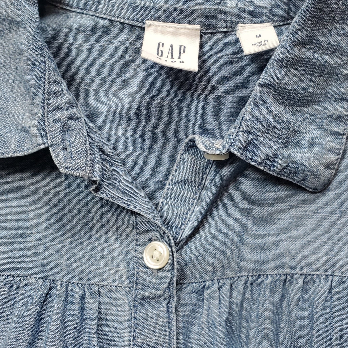 Gap Chambray Denim Bell Sleeve Girls Top Medium Used View 3
