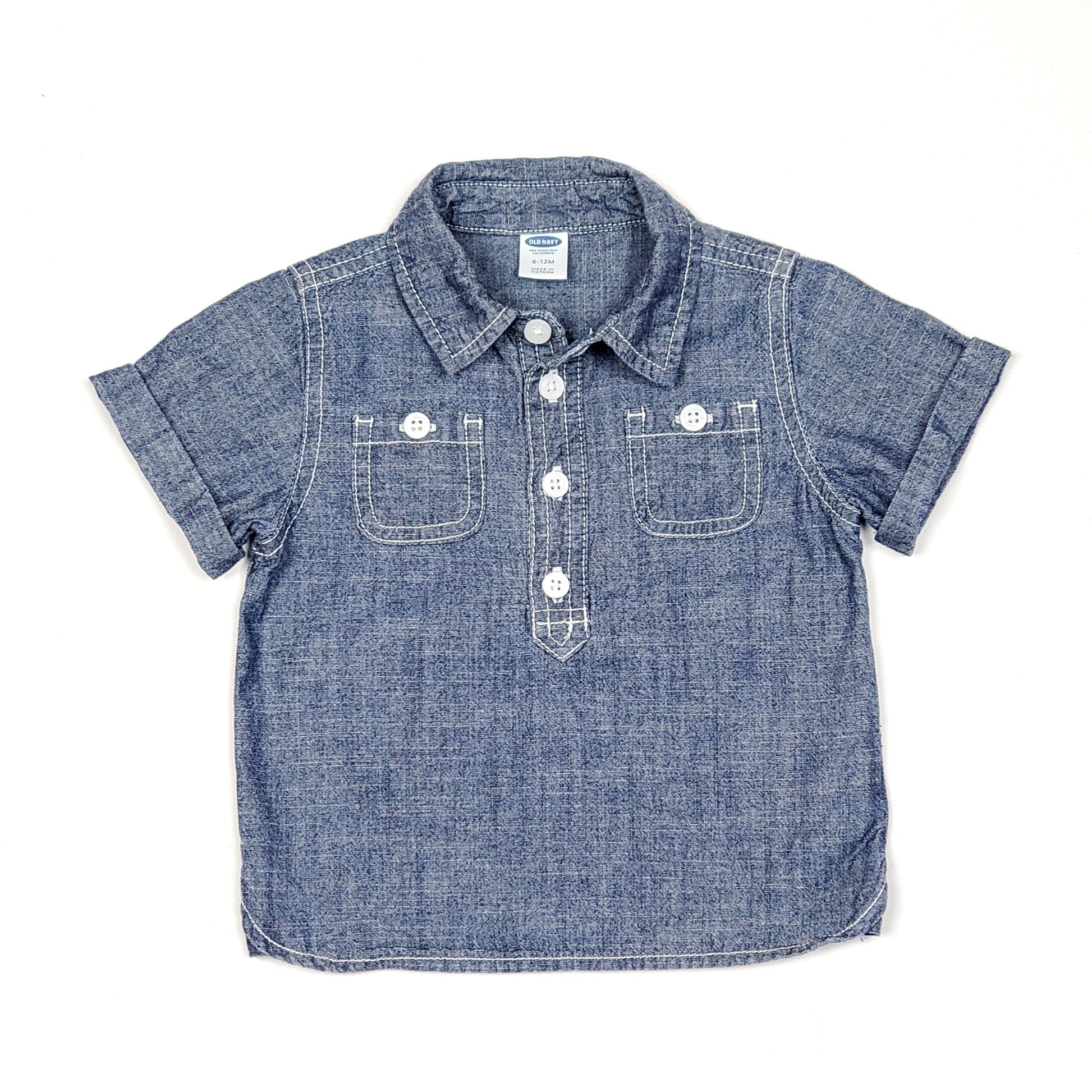 Old Navy Chrambray Denim Boys Shirt 6M Used View 1