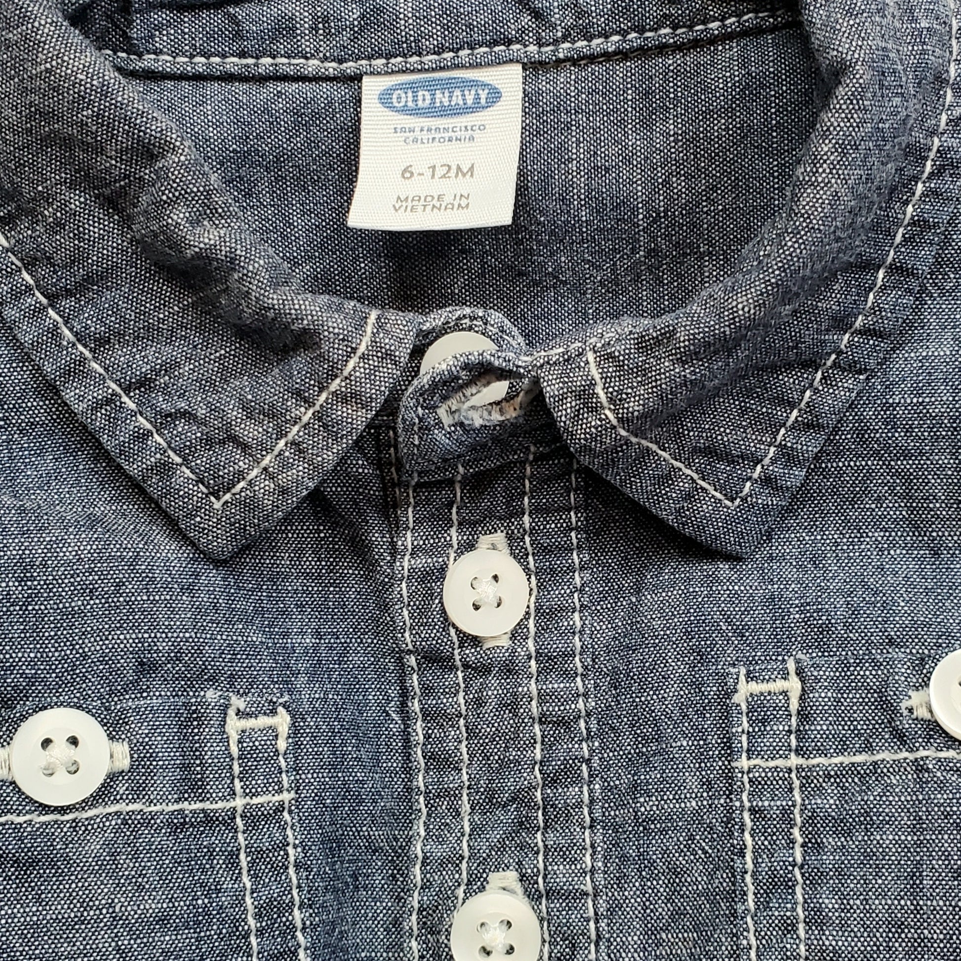 Old Navy Chrambray Denim Boys Shirt 6M Used View 3