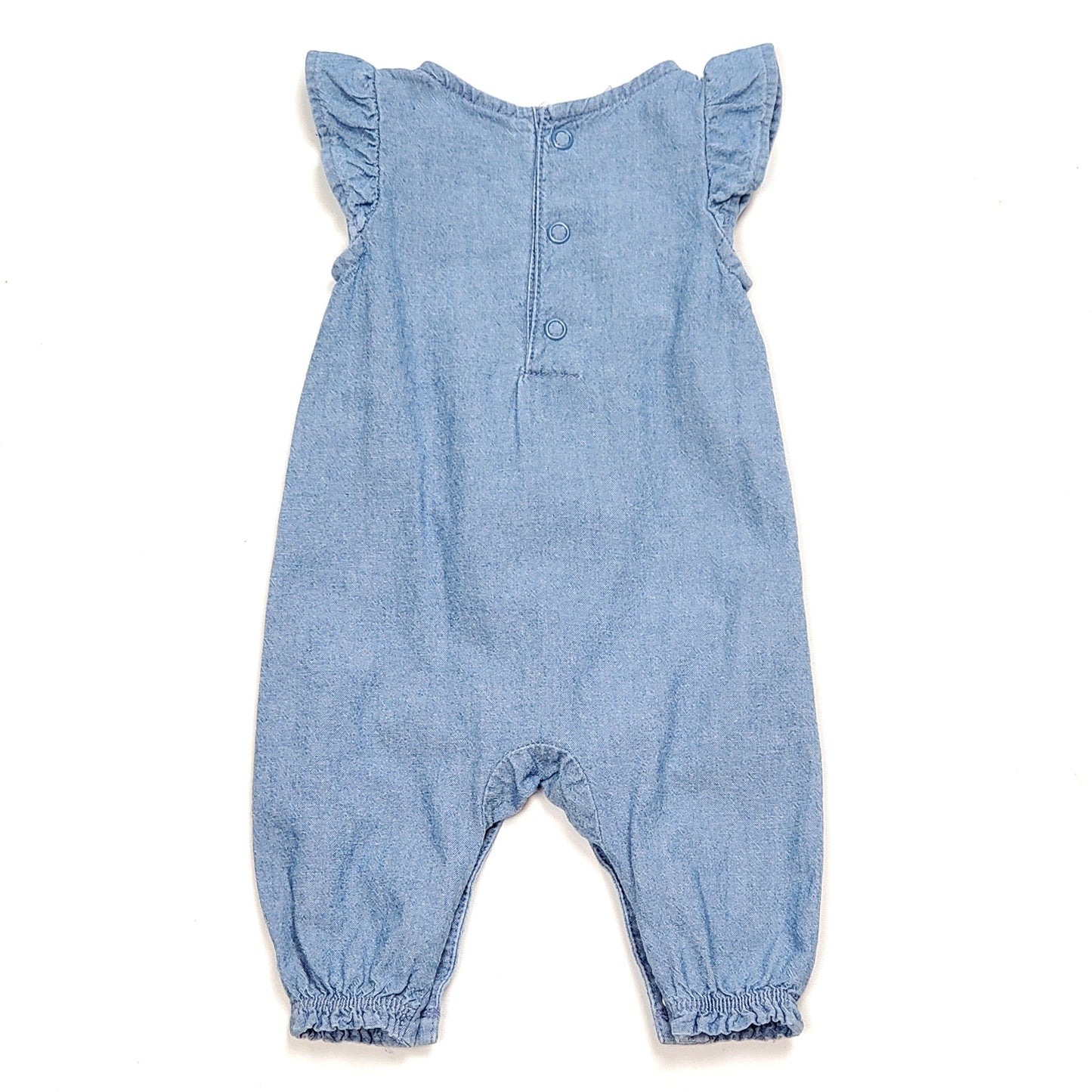 Carters Girls Chambray Floral Jumpsuit NB Used View 2