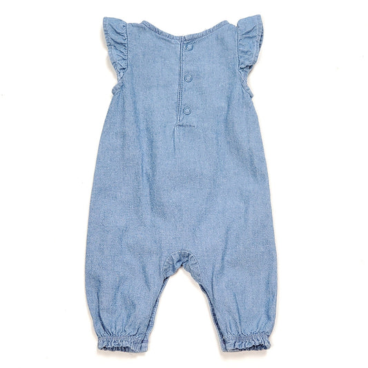 Carters Girls Chambray Floral Jumpsuit NB Used View 2