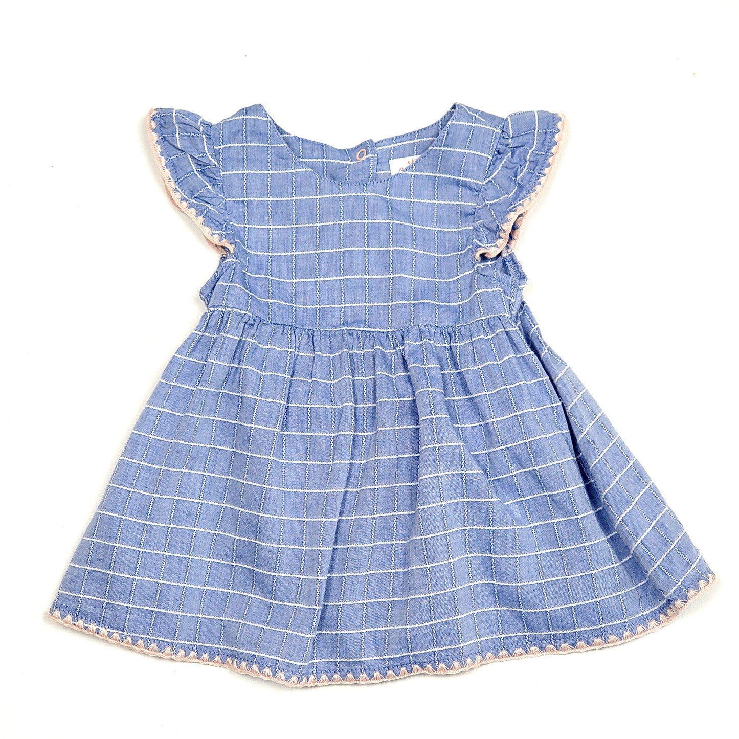Cat Jack Girls Chambray Plaid Dress 6-9M NWOT View 1