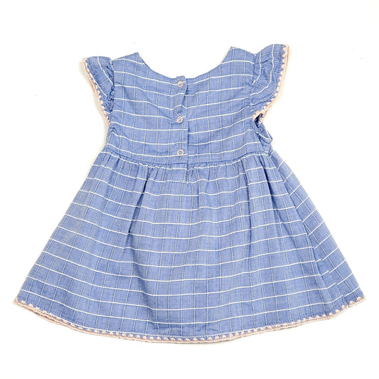 Cat Jack Girls Chambray Plaid Dress 6-9M NWOT View 2