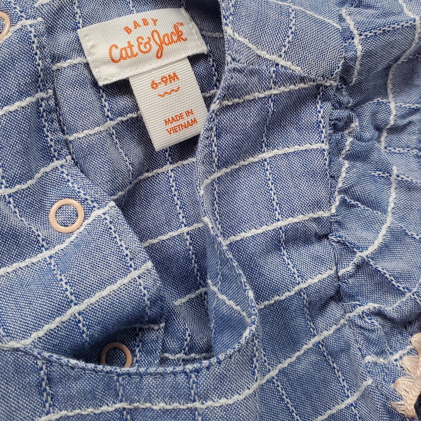 Cat Jack Girls Chambray Plaid Dress 6-9M NWOT View 4