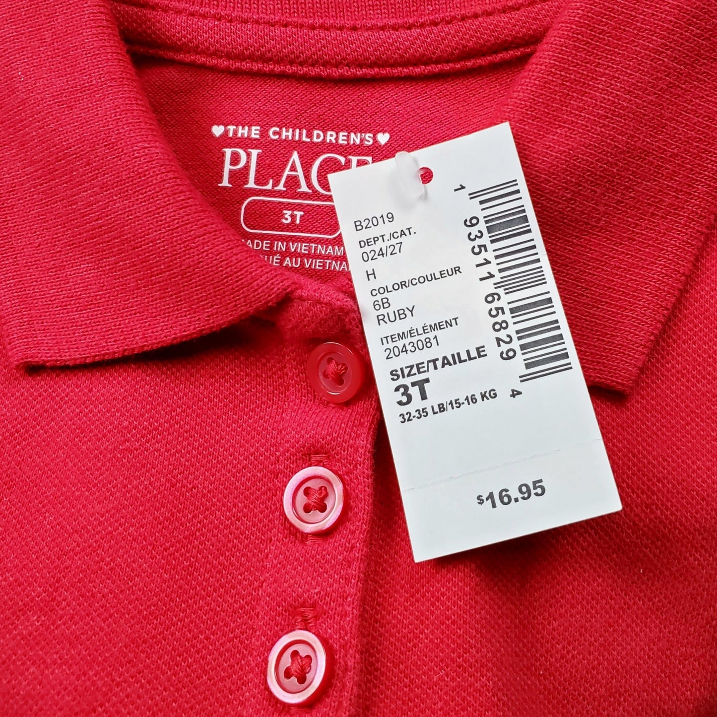 Childrens Place Girls Red Polo Dress 3T NWT View 3