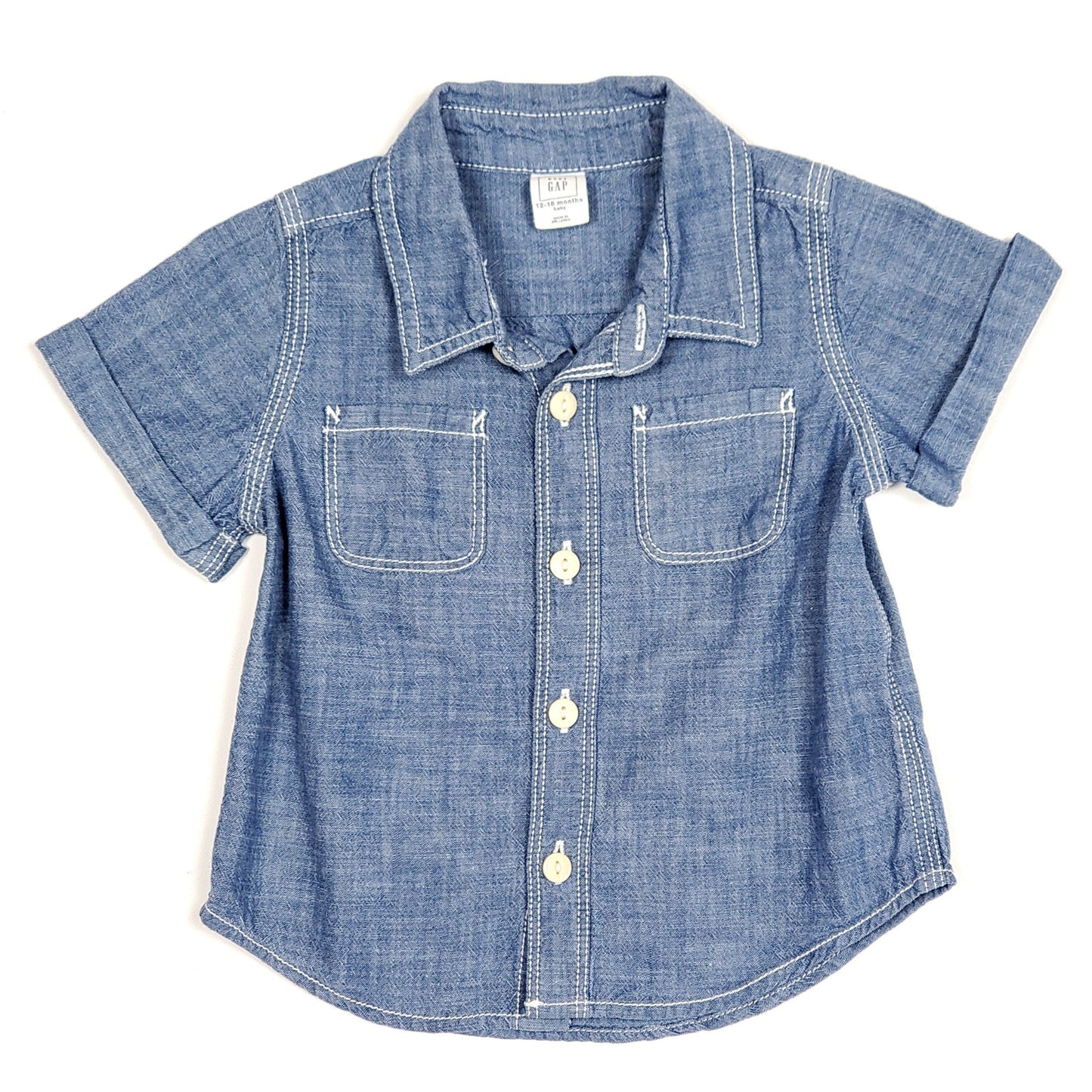 Baby Gap Boys Chambray Denim Shirt 12M Used, front