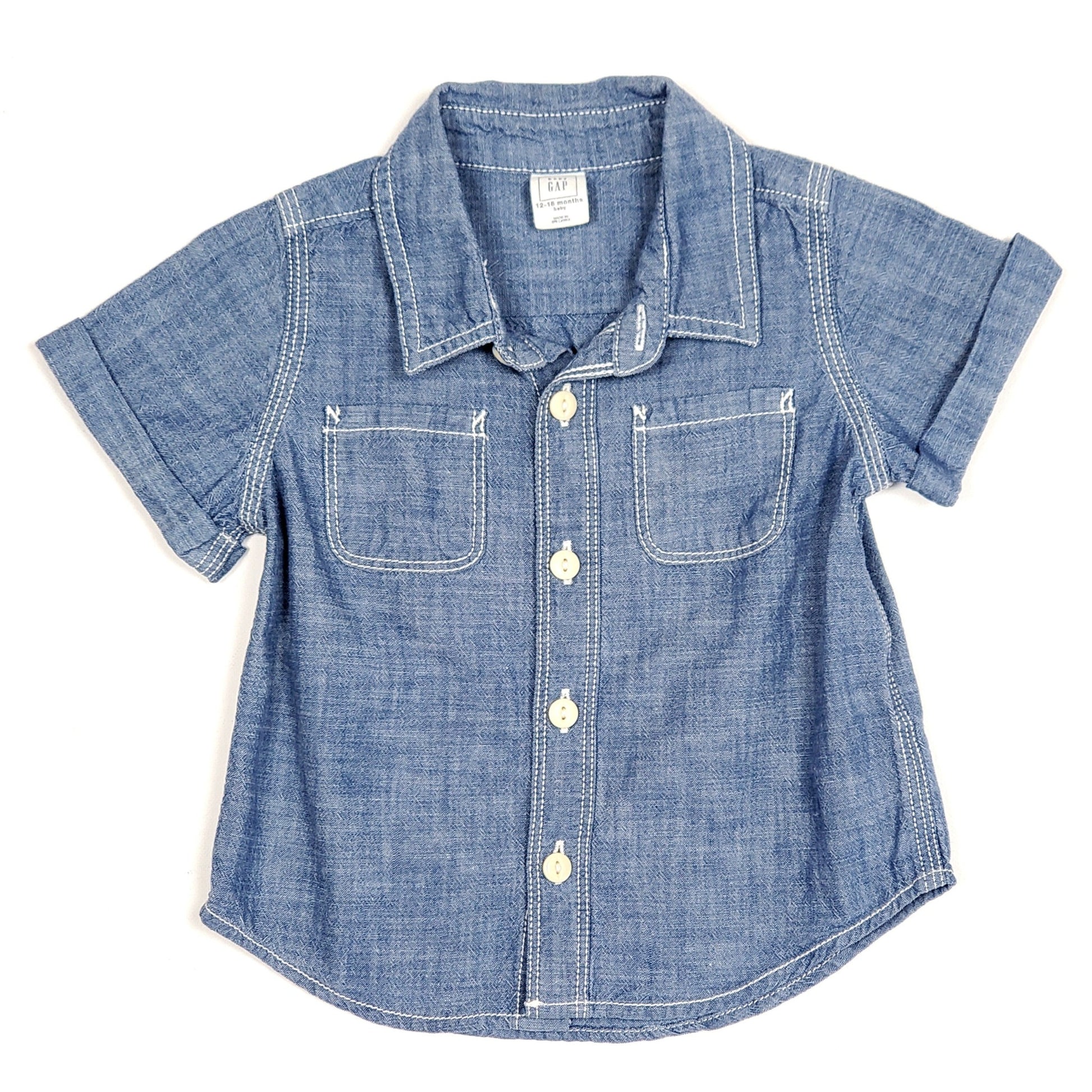 Baby Gap Boys Chambray Denim Shirt 12M Used, front