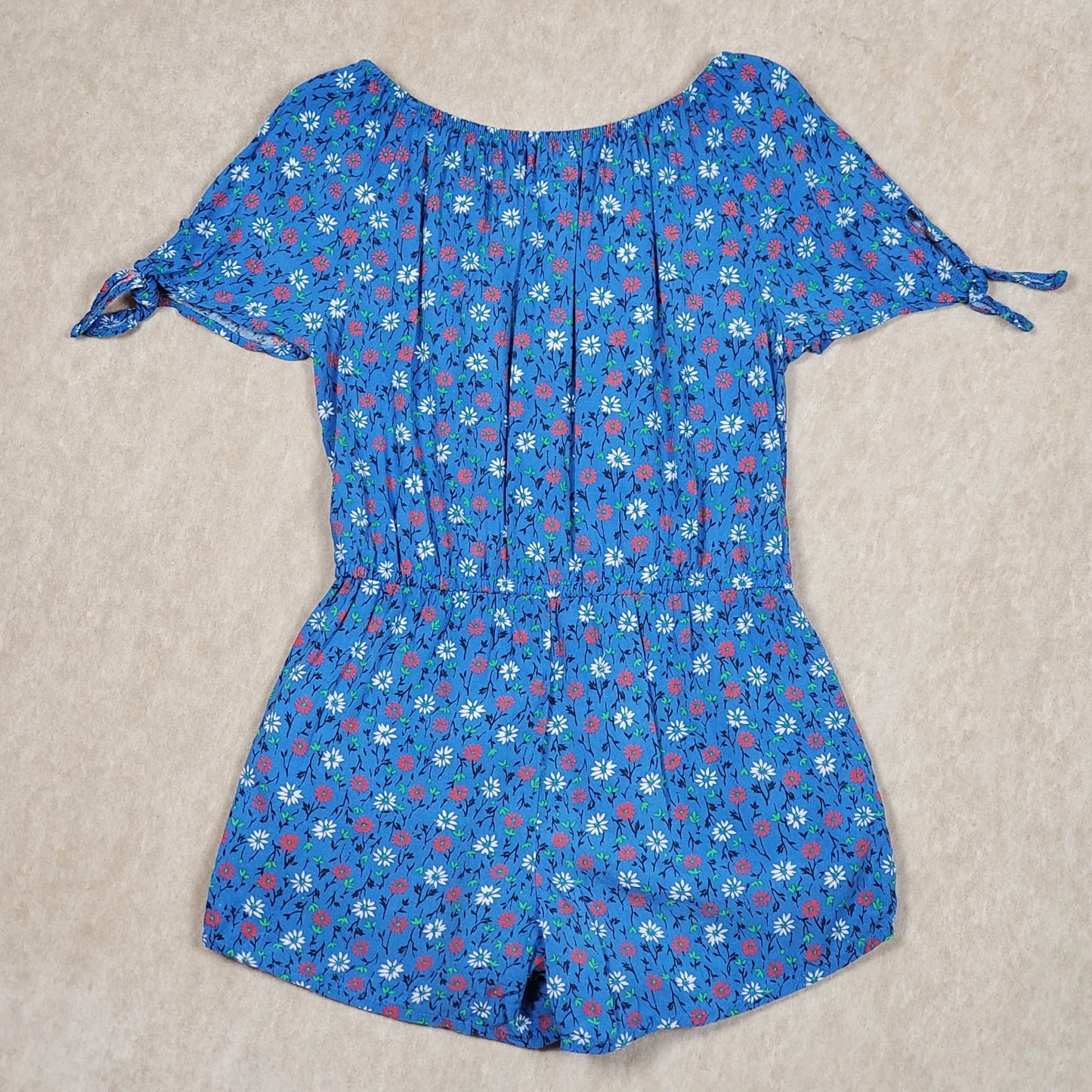 Gap Girls Floral Romper Blue Used, back