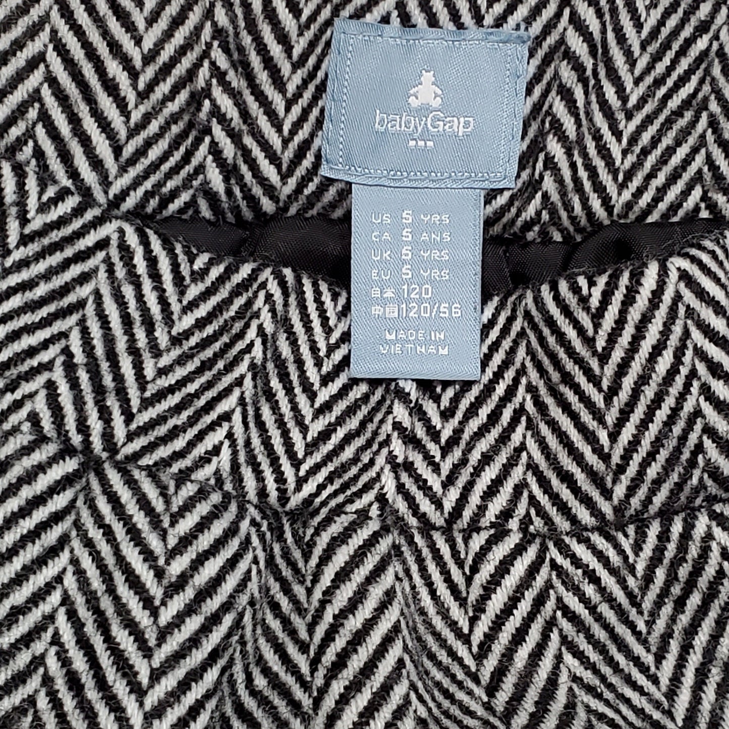 Baby Gap Girls Black White Wool Skirt 5Y Used, close-up