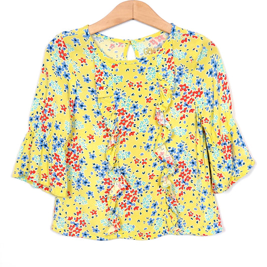 Genuine Kids Oshkosh Girls Yellow Floral Top 4T Used View 1