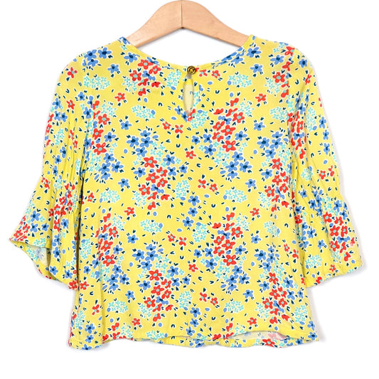 Genuine Kids Oshkosh Girls Yellow Floral Top 4T Used View 2