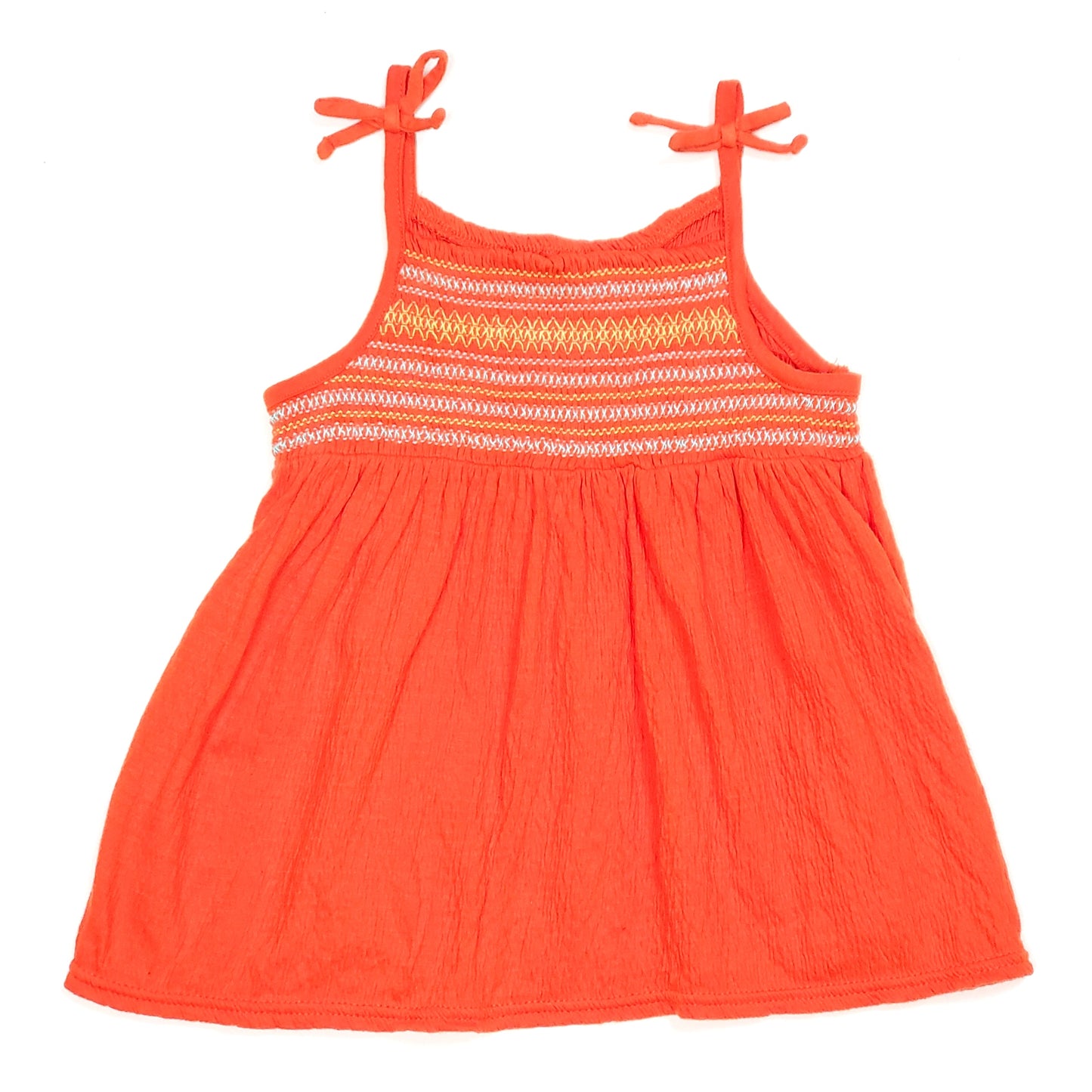 Old Navy Girls Orange Smocked Tank Top 5T Used View 1