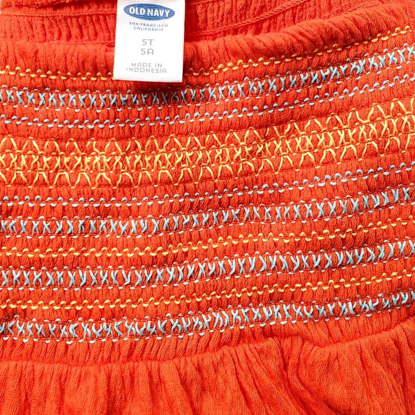 Old Navy Girls Orange Smocked Tank Top 5T Used View 3