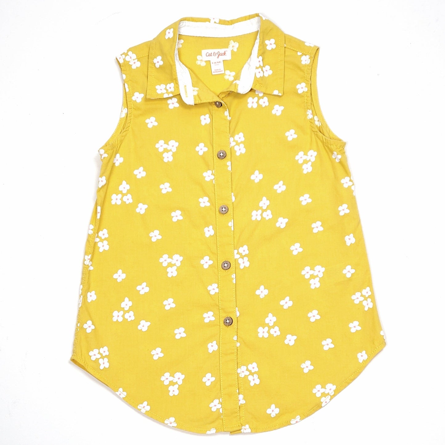 Cat Jack Yellow Floral Girls Top Size 6 Used View 1