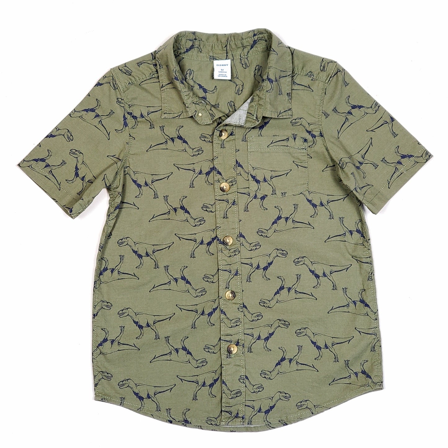 Old Navy Boys Green Trex Dino Shirt 5T Used View 1