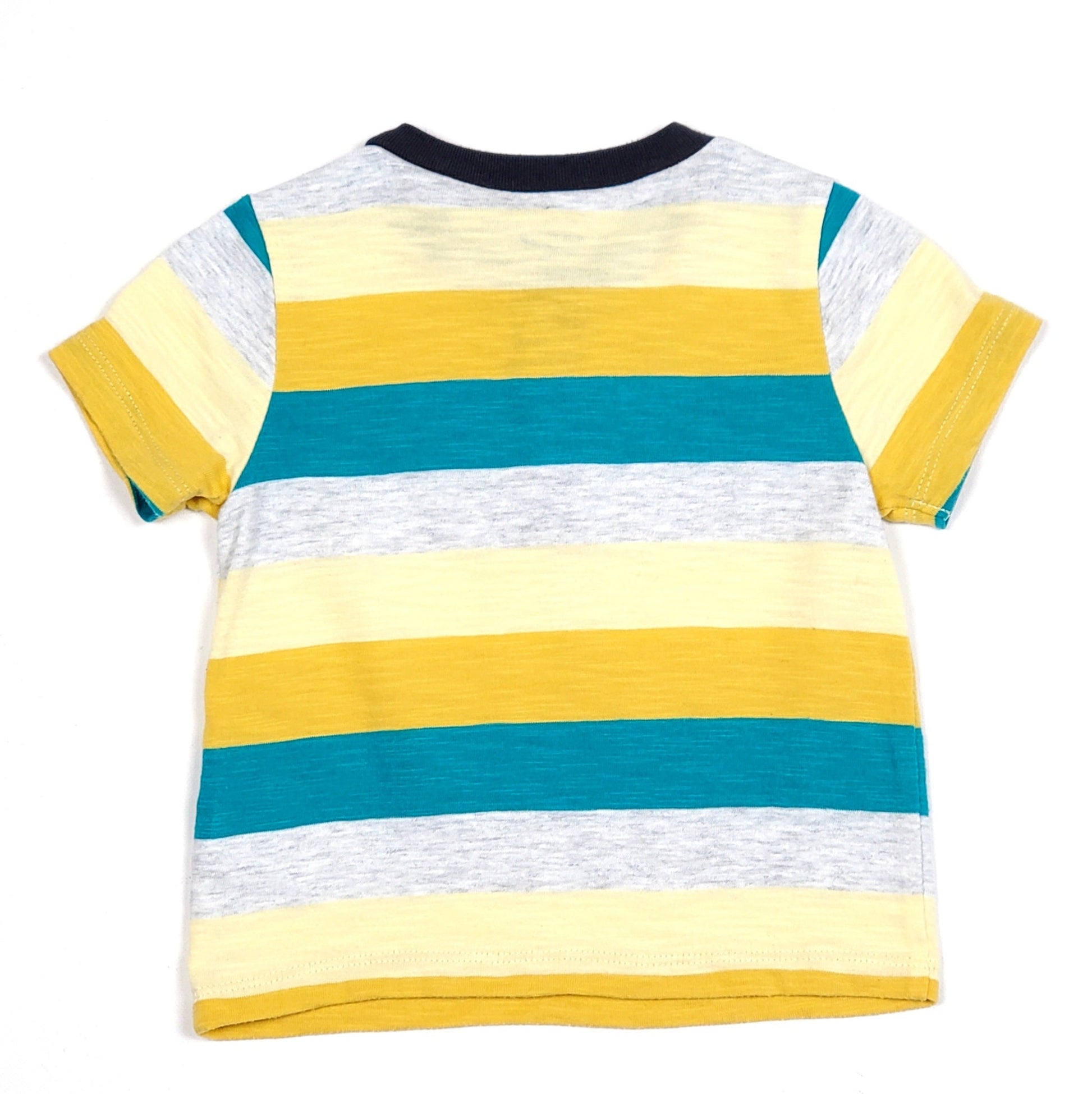 Old Navy Boys Green Yellow Striped Shirt 6M Used, back