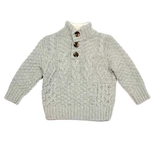 Cat Jack Grey Boys Cable Knit Sweater 12M Used View 1