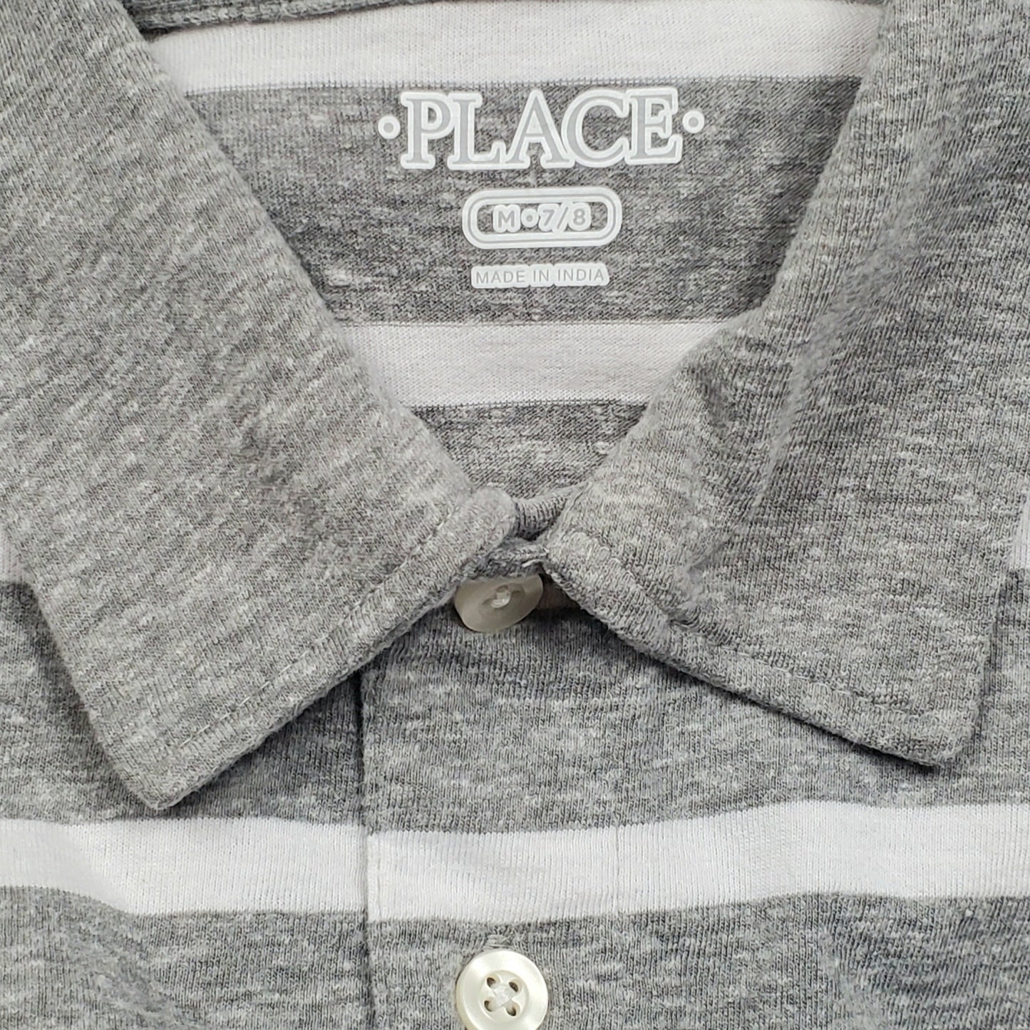 Childrens Place Boys Grey Striped Polo Shirt Size 7 Used View 3
