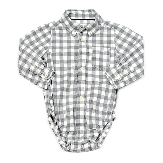 Carters Grey White Plaid Boys Bodysuit 6M Used View 1