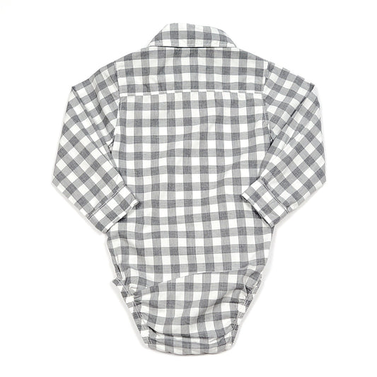 Carters Grey White Plaid Boys Bodysuit 6M Used View 2