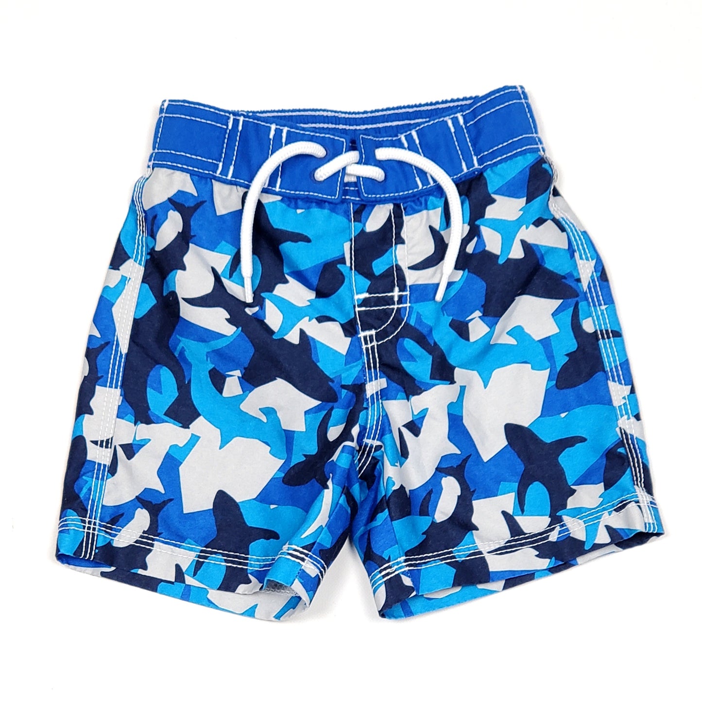 Gymboree Boys Shark Print Swim Trunks 6M Used View 1