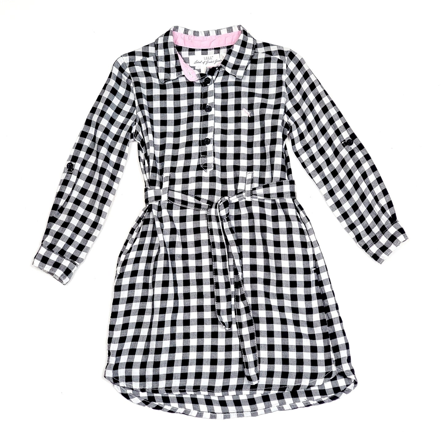 HM Black Girls White Buffalo Plaid Dress Used View 1