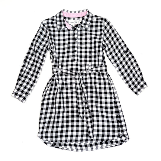 HM Black Girls  White Buffalo Plaid Dress Used View 1