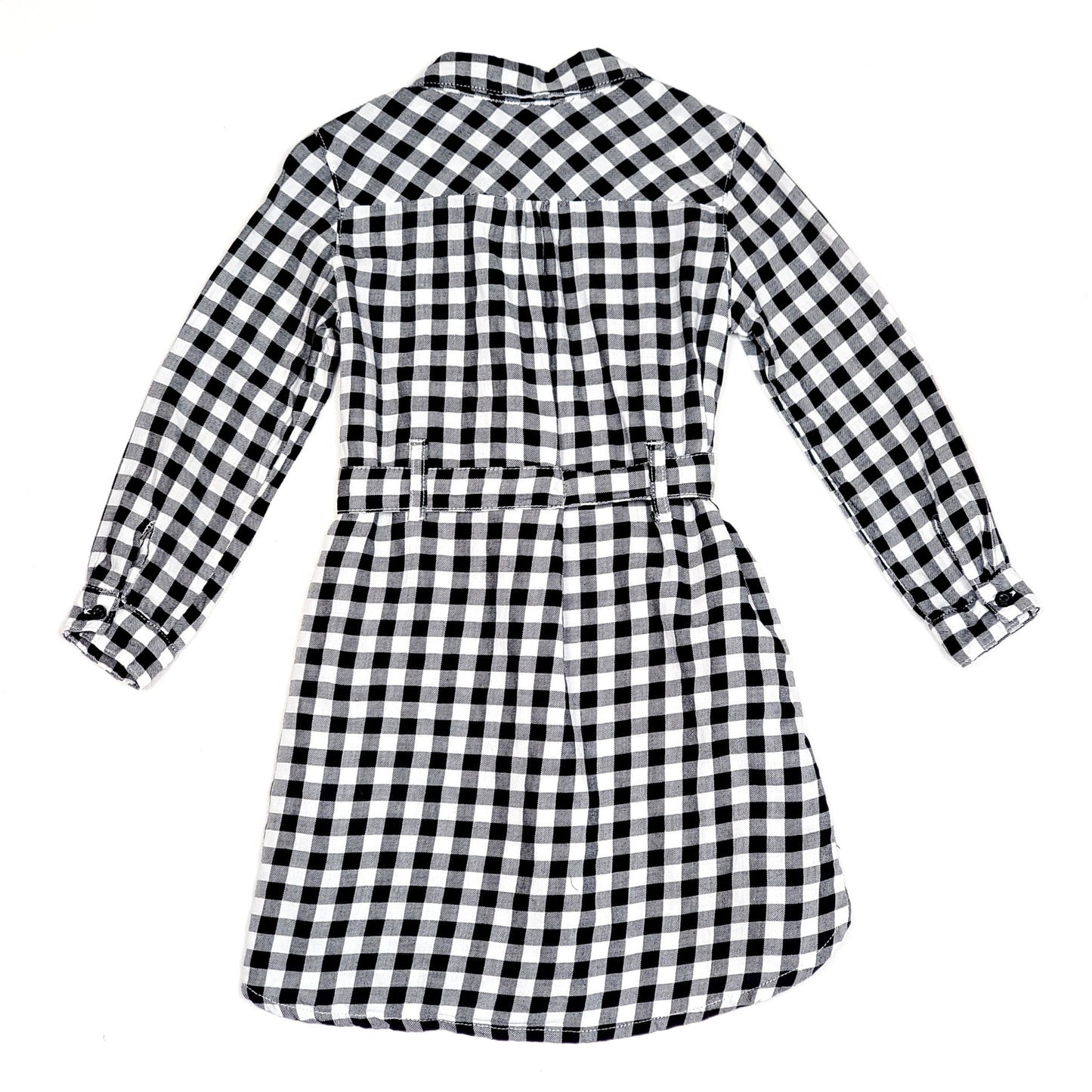 HM Black Girls White Buffalo Plaid Dress Used View 2