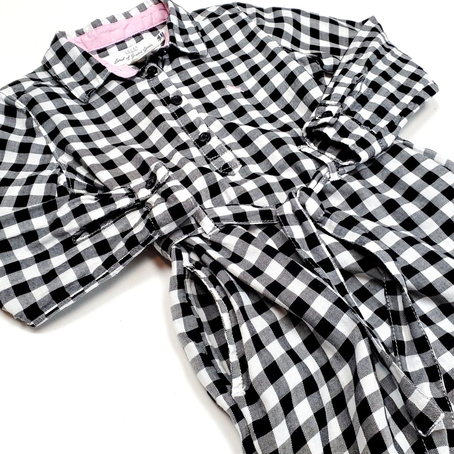 HM Black Girls White Buffalo Plaid Dress Used View 3