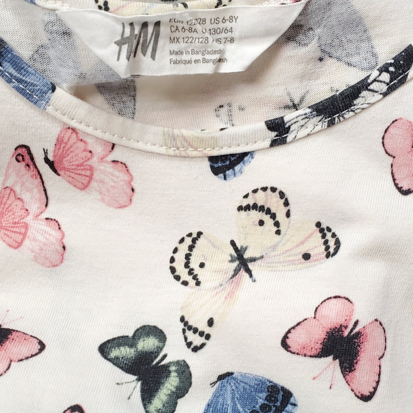 HM Ivory Butterfly Print Girls Dress Size 6 Used View 3