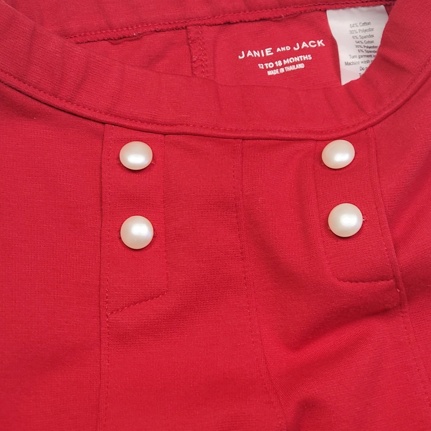 Janie and Jack Red Girls Ponte Pants 12M Used View 3