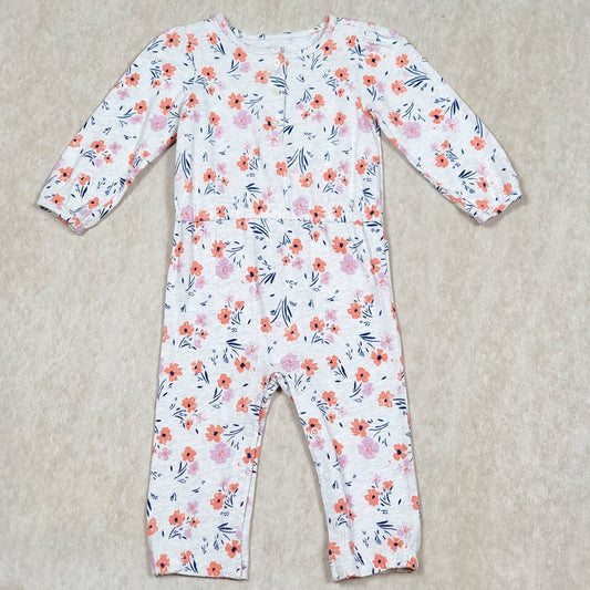 Carters Just One You Girls Grey Floral Jumpsuit 12M Used View 1