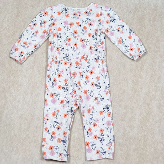 Carters Just One You Girls Grey Floral Jumpsuit 12M Used View 2