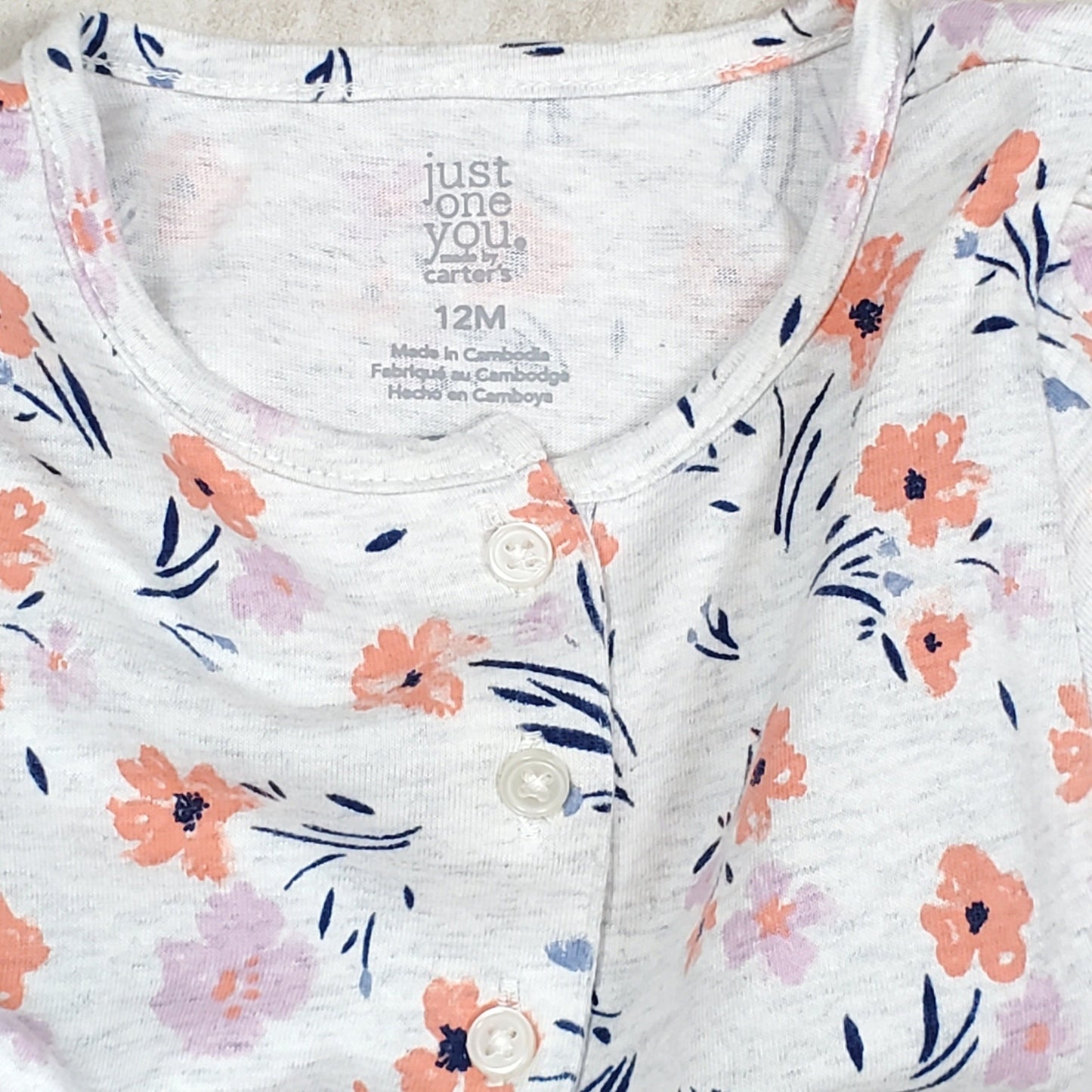Carters Just One You Girls Grey Floral Jumpsuit 12M Used View 3