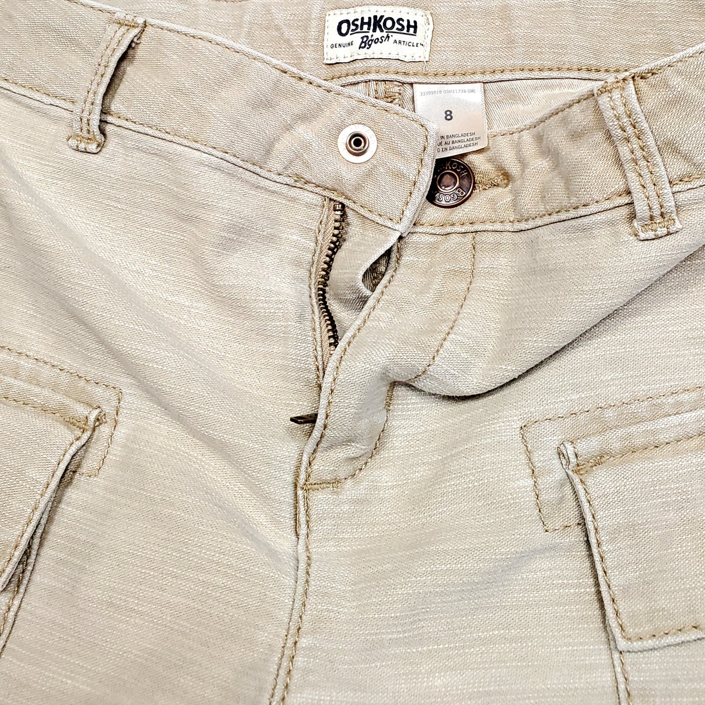 Oshkosh Girls Khaki Denim Shorts Size 8 Used View 3