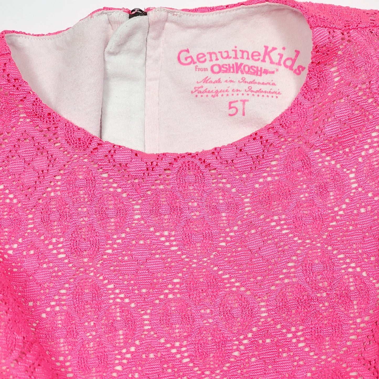 Genuine Kids Oshkosh Girls Lace Pink Top 5T Used View 4