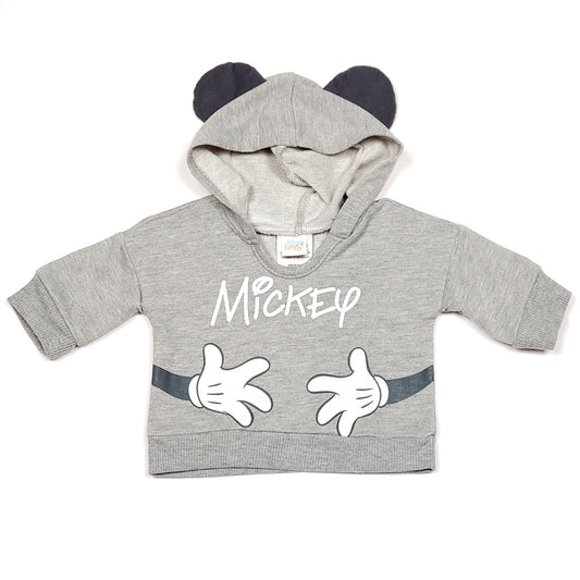 Disney Baby Grey Mickey Mouse Hands Hoodie Newborn Used View 1