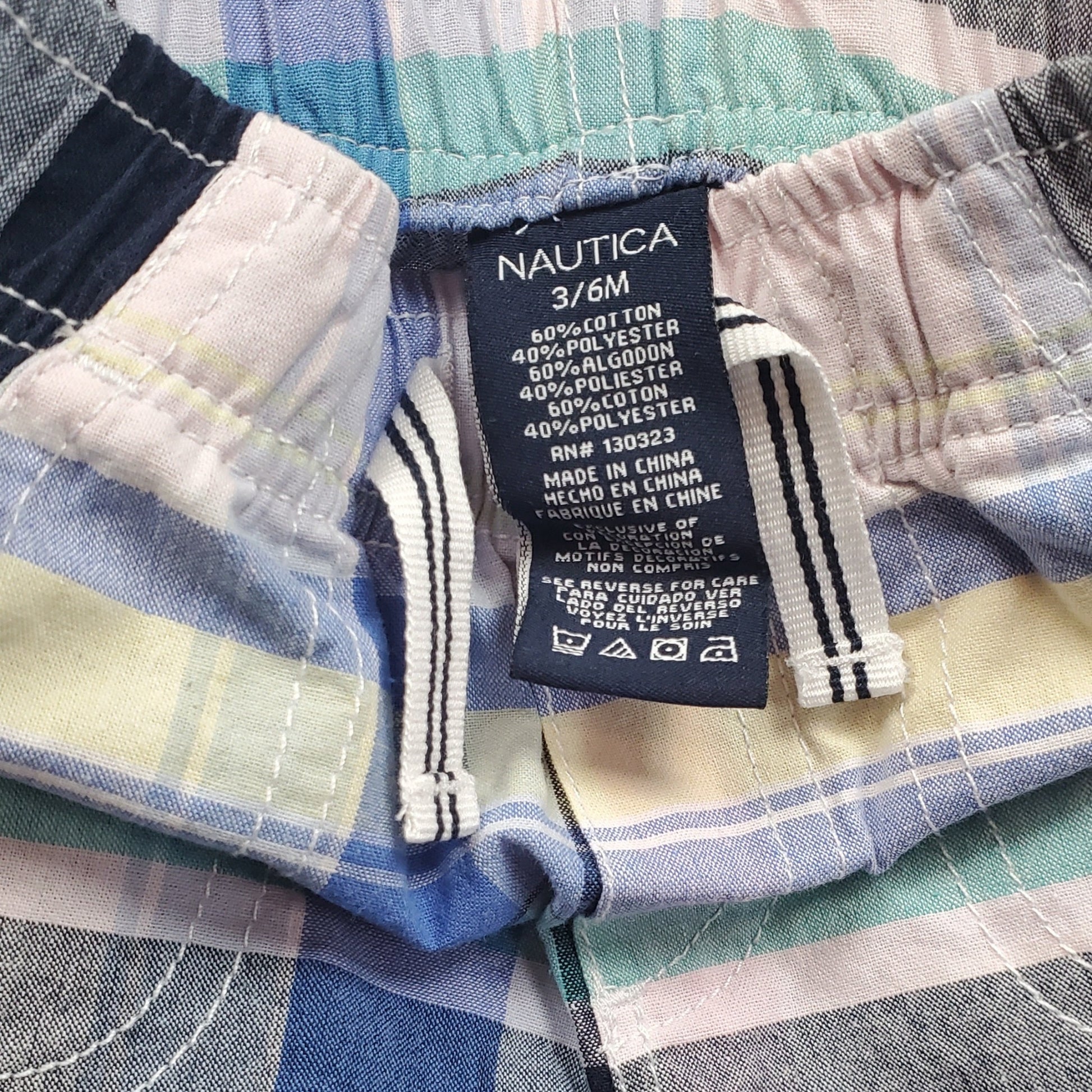 Nautica Boys Blue Plaid Shorts 3M Used View 3