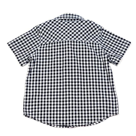 Used Old Navy Boys Navy Blue White Plaid Shirt 3T, back