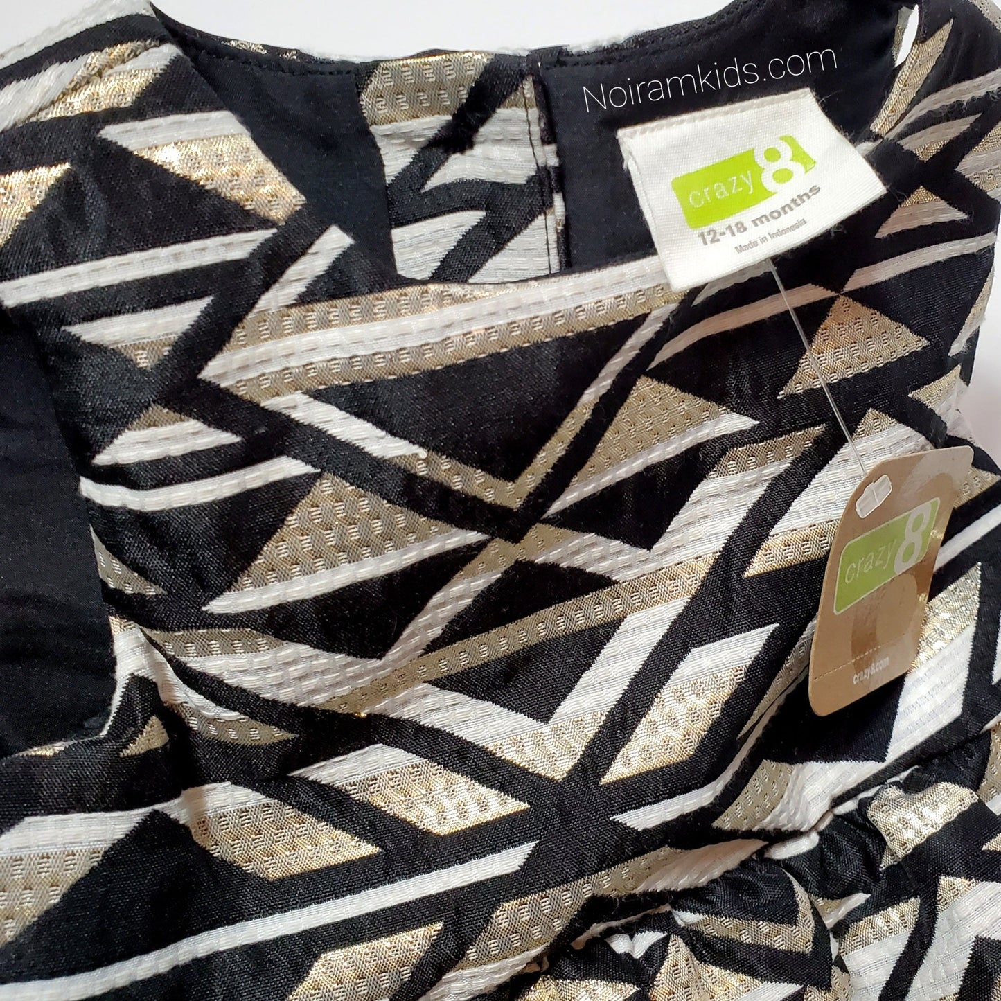NWT Crazy 8 Black Gold Aztec Girls Dress View 3