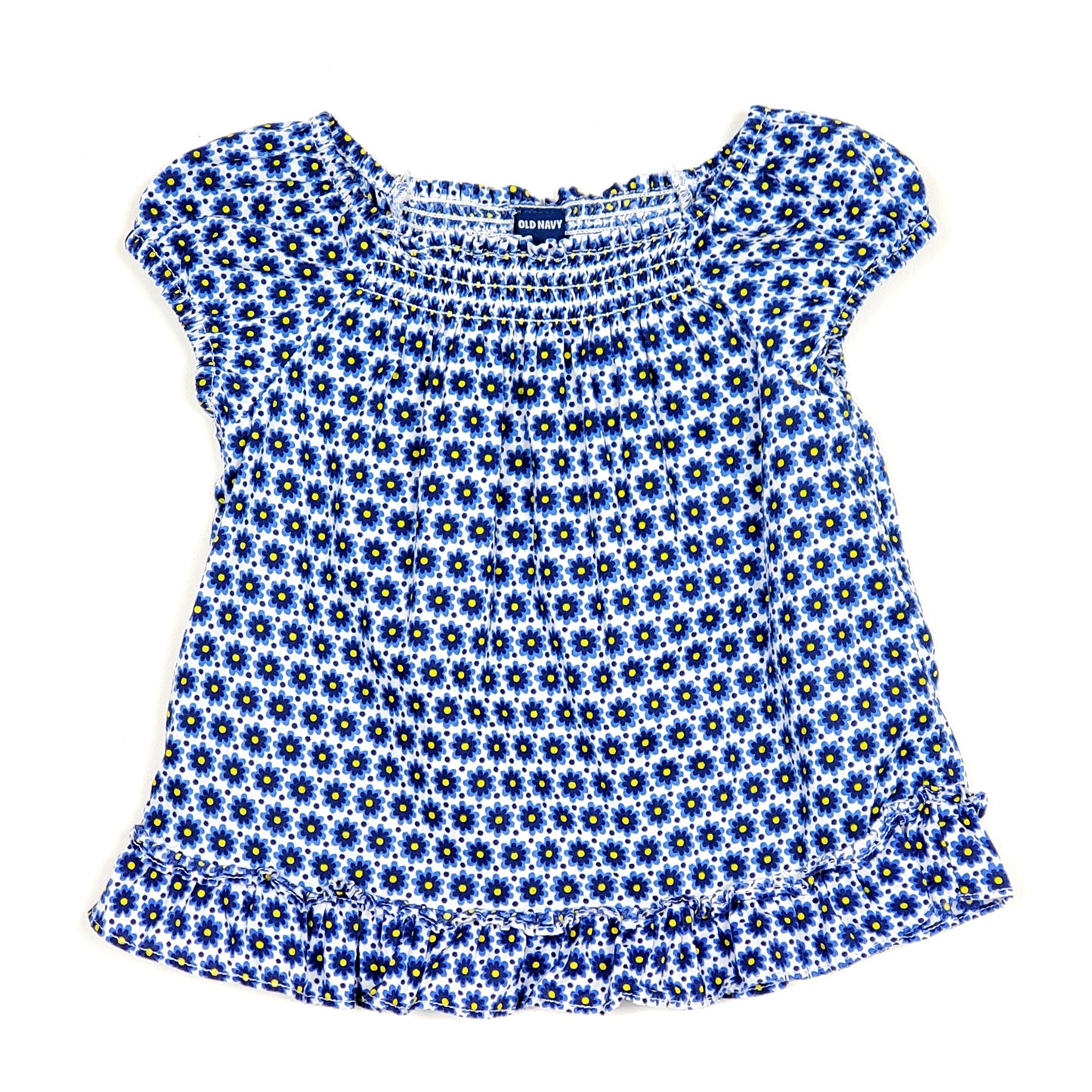 Old Navy Girls Blue Floral Top 6M Used View 1