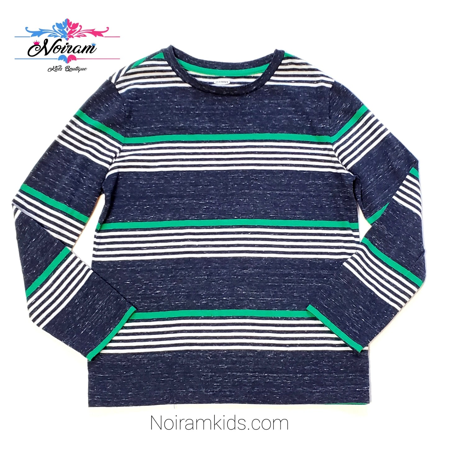Old Navy Boys Blue Green Striped Shirt Used View 1