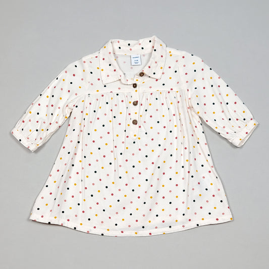 Old Navy Ivory Polka Dot Girls Dress 3M Used View 1