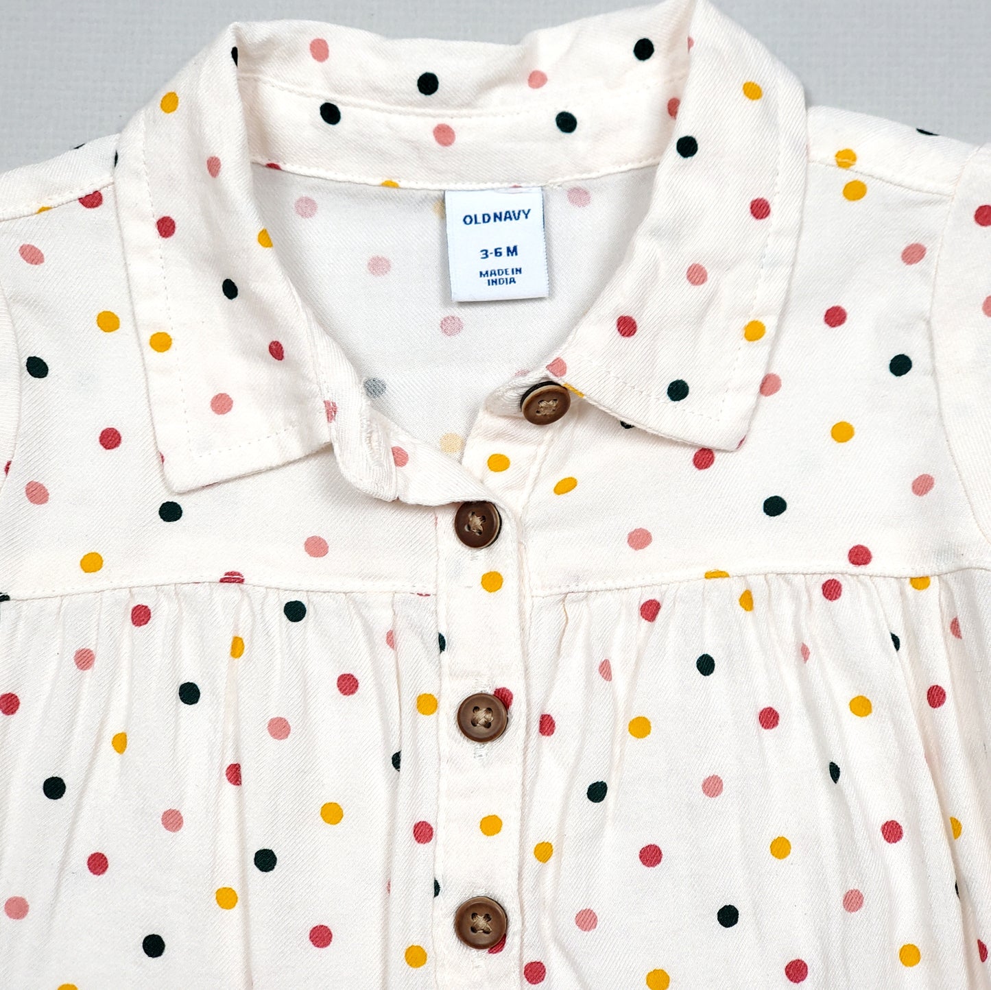 Old Navy Ivory Polka Dot Girls Dress 3M Used View 3