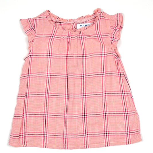 Old Navy Girls Pink Plaid Top 5T Used View 1