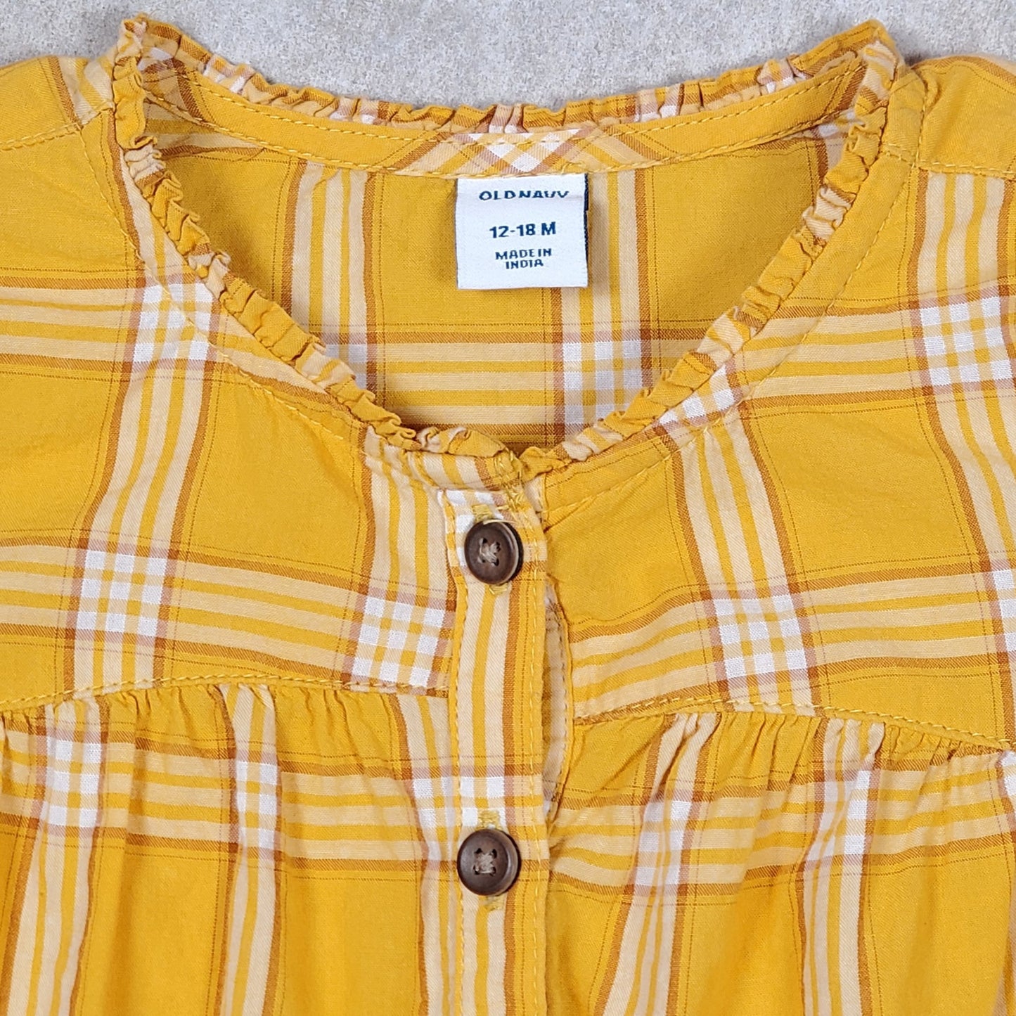Old Navy Girls Yellow Plaid Top 12M Used View 3