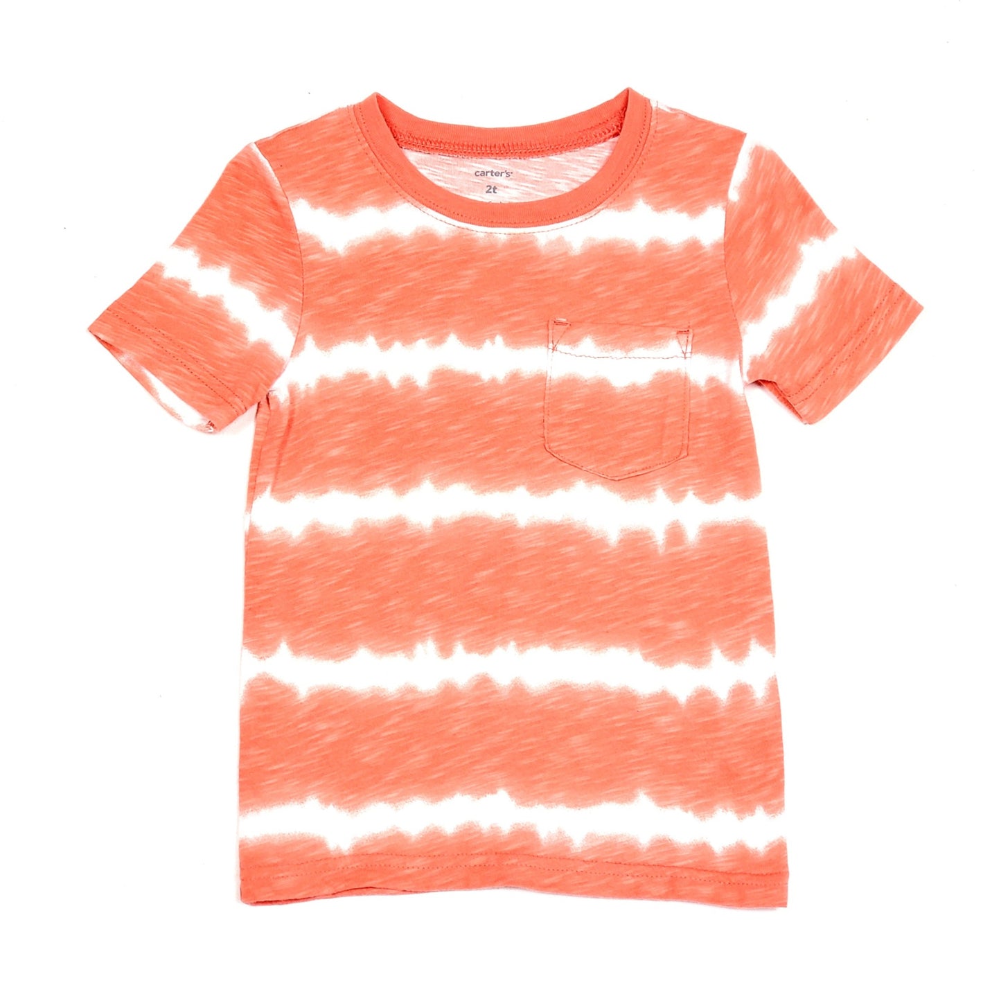 Carters Boys Orange White Tie Dye Tee 2T Used View 1
