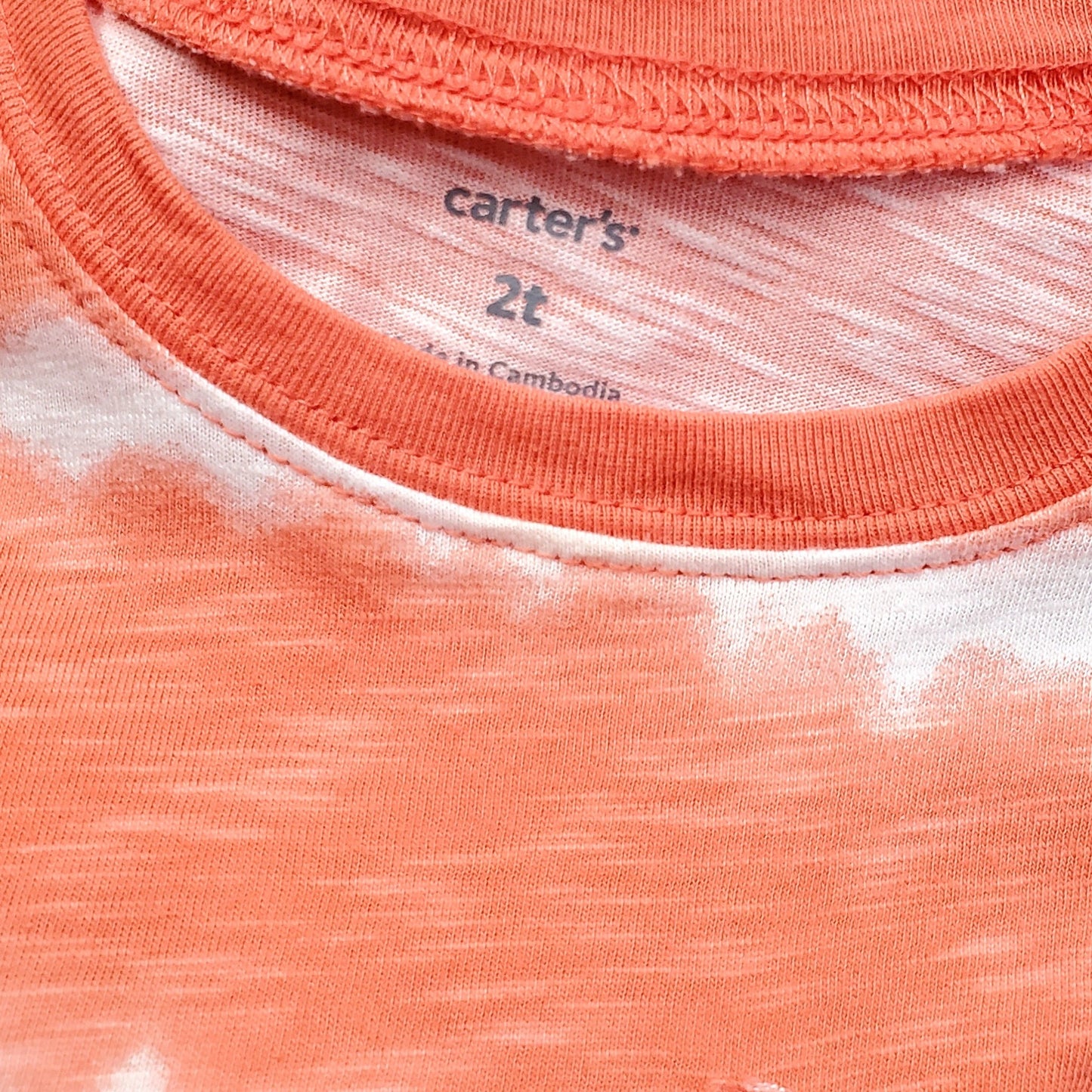 Carters Boys Orange White Tie Dye Tee 2T Used View 3