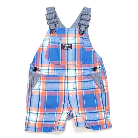 Oshkosh Blue Plaid Boys Overall Shorts 9M Used View 1