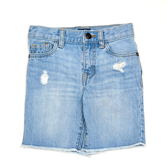 Oshkosh Boys Distressed Frayed Denim Shorts 4T Used View 1
